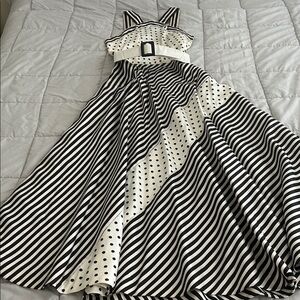 Chic Black and White Striped Maxi Dress